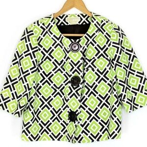 MICHAEL Michael Kors Green and Black Geometric Blazer